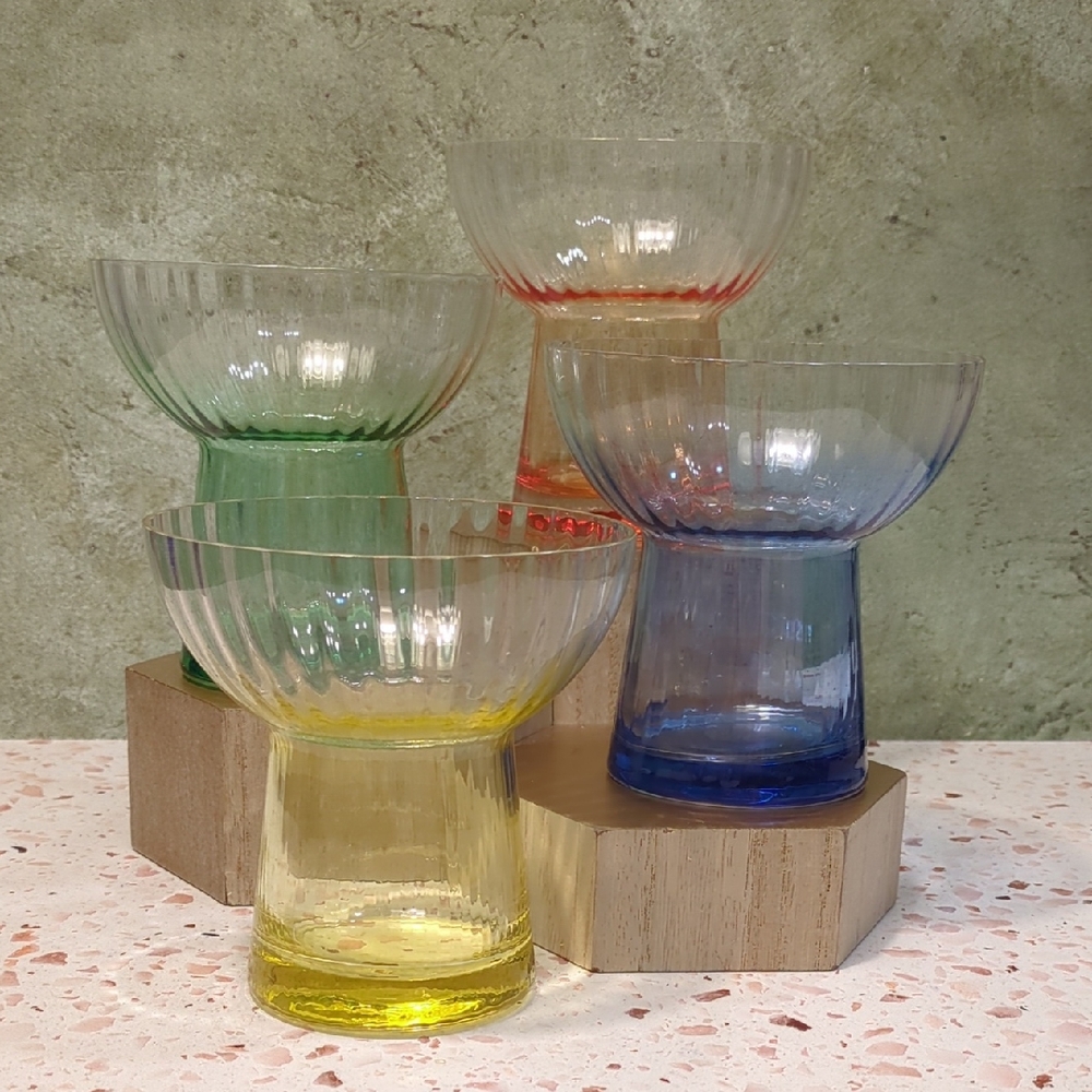 Margarita Glasses Stemless Wide Base Assorted Colors 13 Oz. | Set Of 4